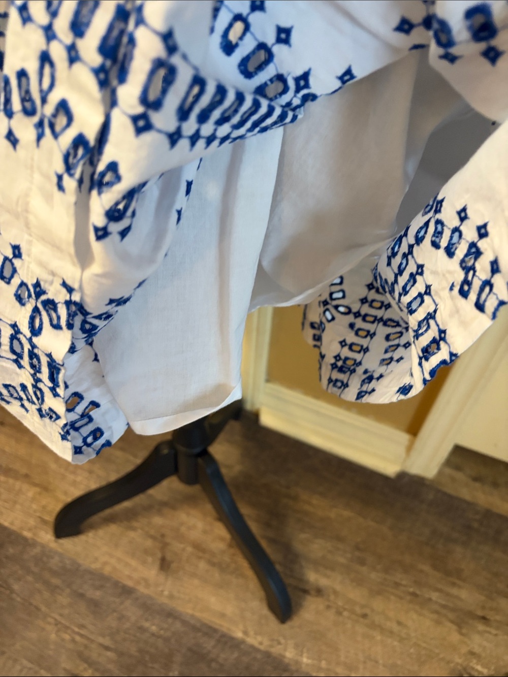 Avec Les Filles cotton eyelet lined mini dress in Mykonos blue - Picture 16 of 16